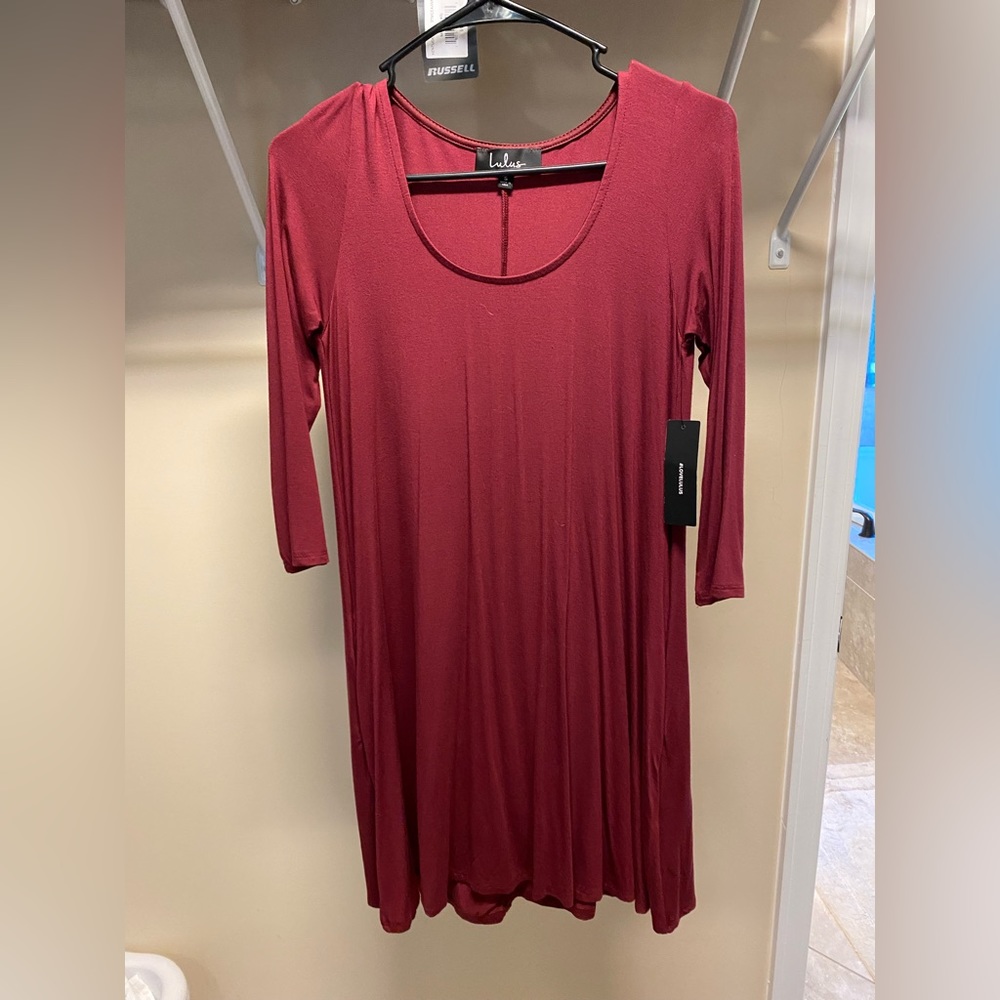 Maroon Lulus shirt dress